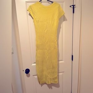Anthropologie Maeve M Form Fitting Knit Green Yellow Dress